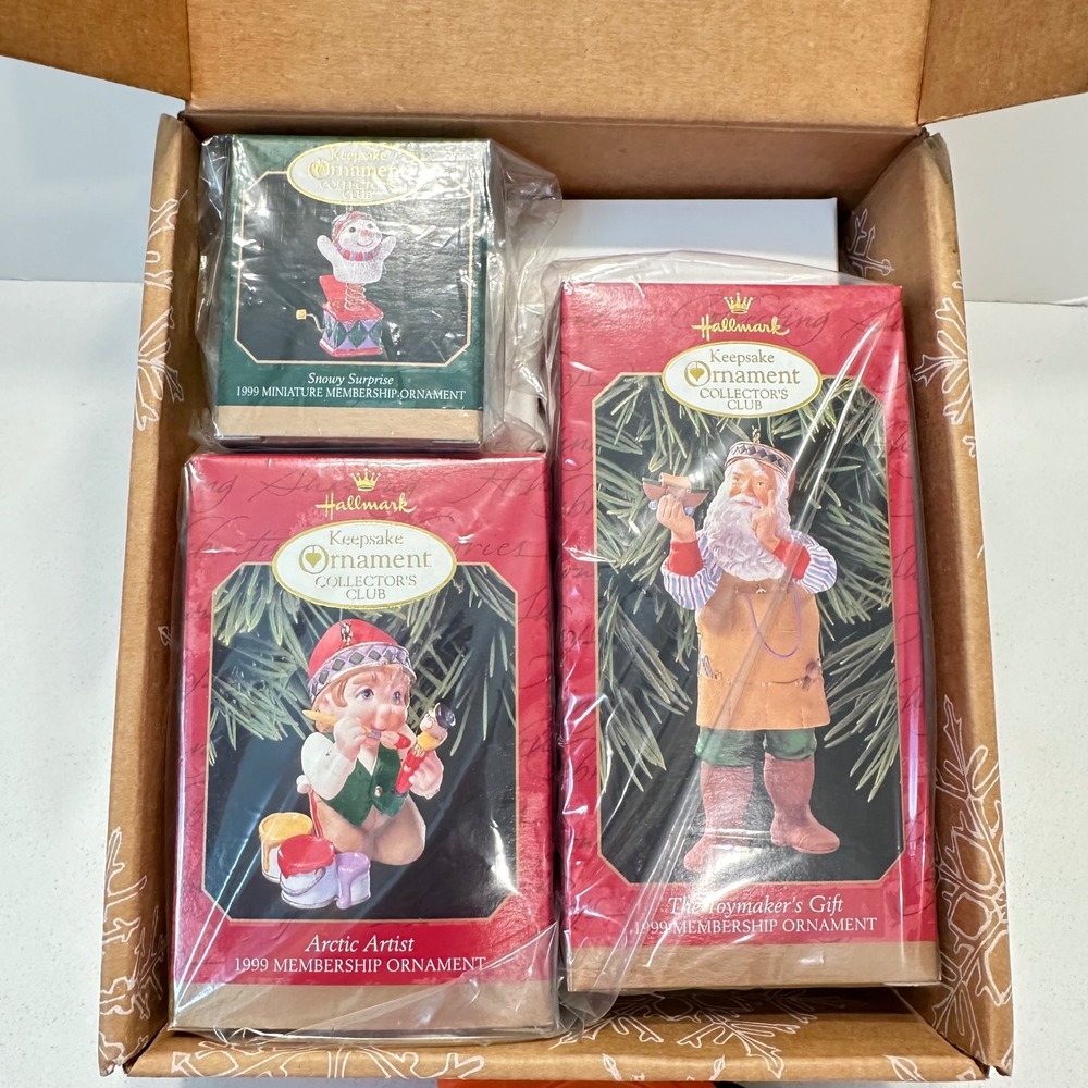 Hallmark Keepsake Ornament Collector's Club 1999 Membership Kit Set of 3 Boxed